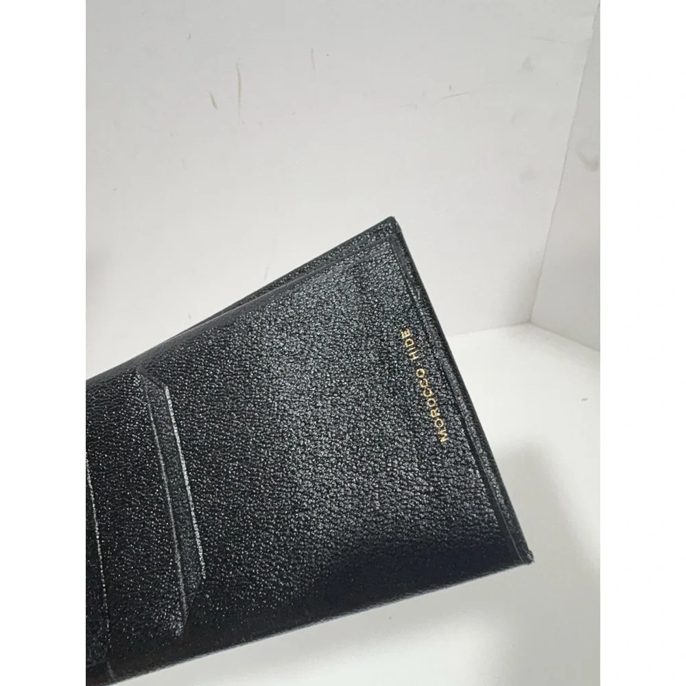 Vintage Mastercraft BLACK Morocco Hide Leather BIFOLD WALLET W 20 WINDOW FOLDING